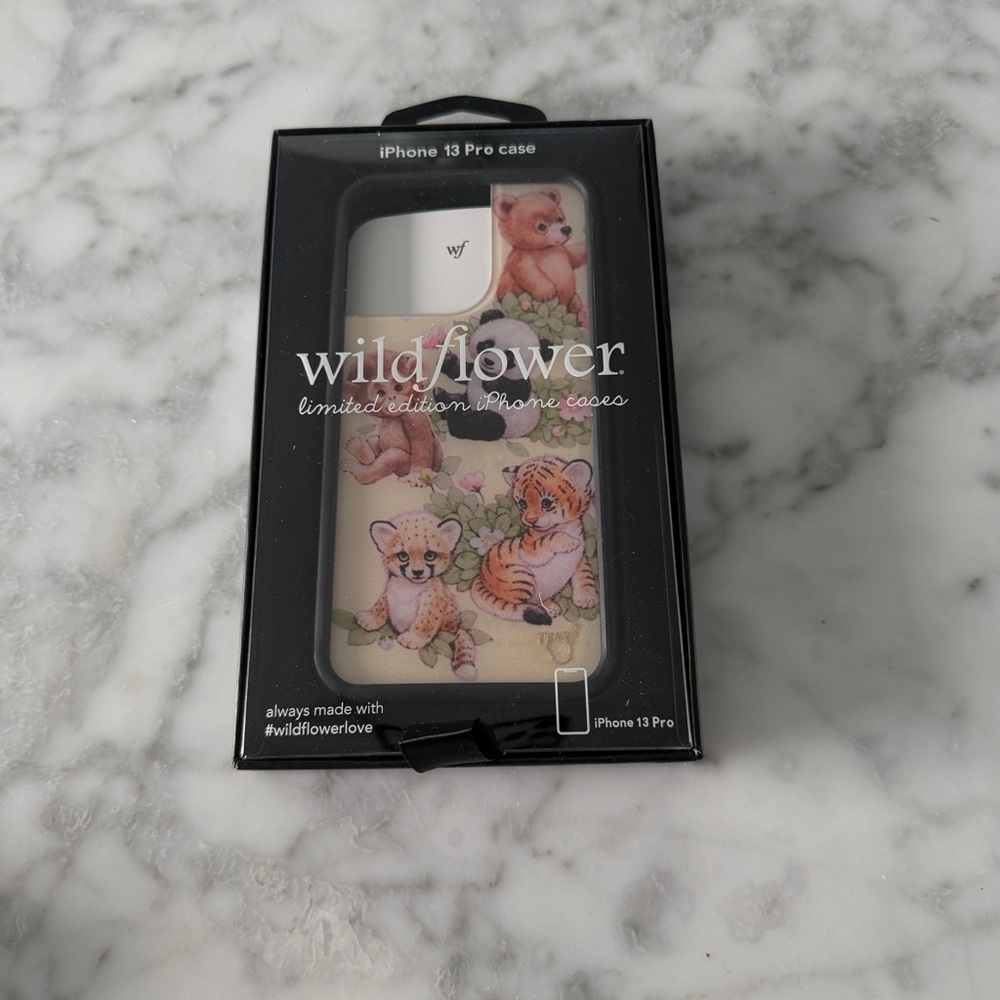 Wildflowers iPhone 13 Pro Case - Cream with Cute Animals